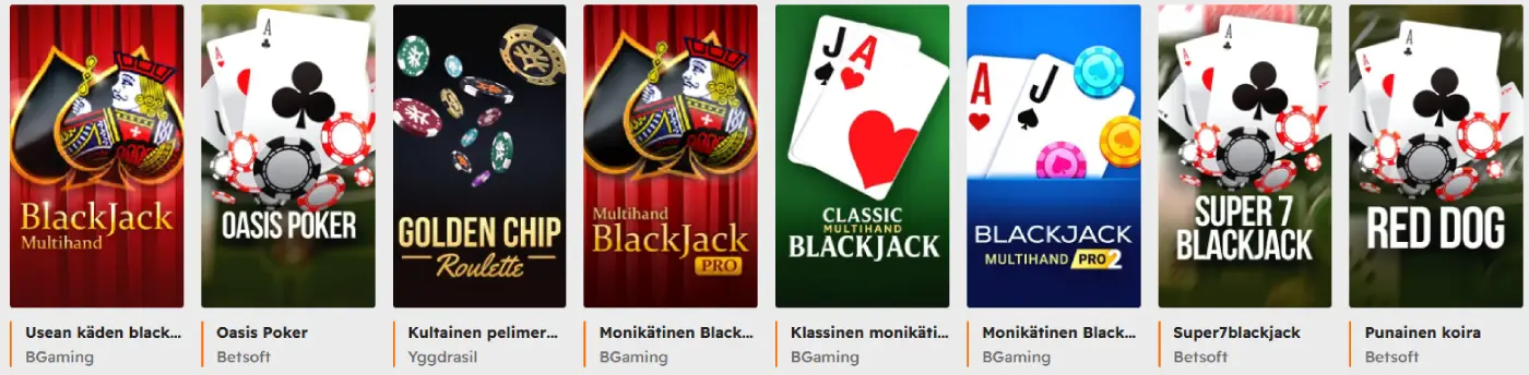 BVBet Casino Pöytäpelit