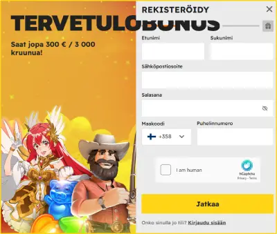 BVBet Casino Rekisteröityminen